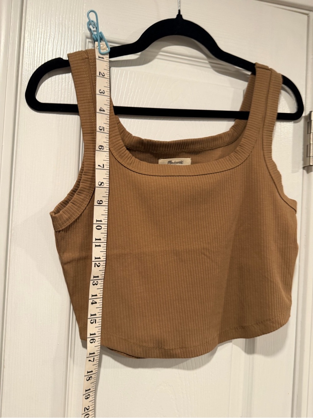 NWOT Madewell Ribbed Size M Brown Square Neck Crop Tank Top Fitted - Picture 8 of 10